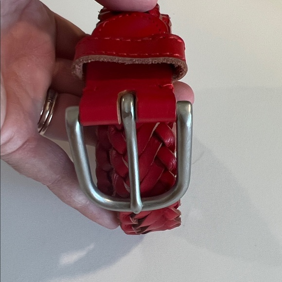 J Crew - s/m, Red Braided Leather Belt - Picture 3 of 4